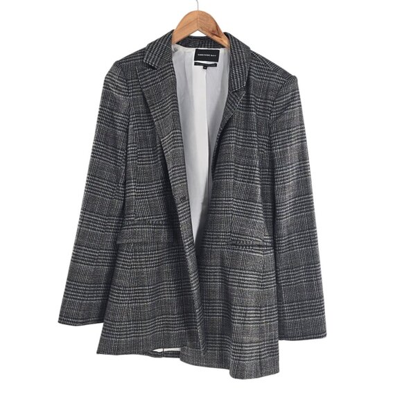 Something Navy Jackets & Blazers - NEW Something Navy Grey Plaid Slouchy Blazer Jacket Women’s XS Narrow Lapel